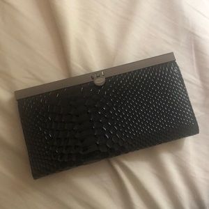 Black Faux Snakeskin Wallet